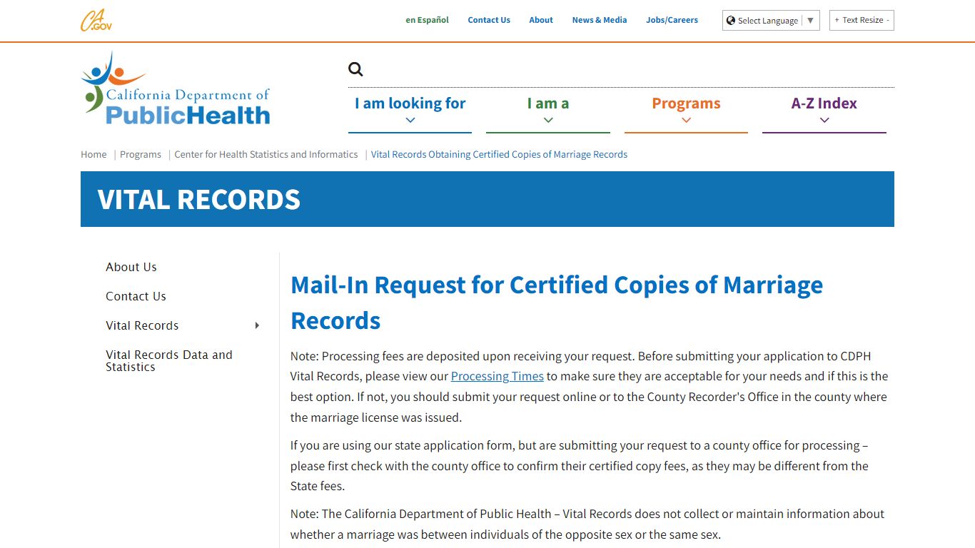 Vital Records Obtaining Certified Copies of Marriage Records - California